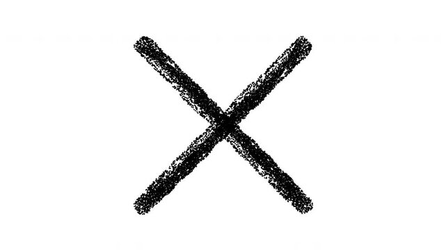 Animated hand-drawn cross and checkmark on white background, tick correct