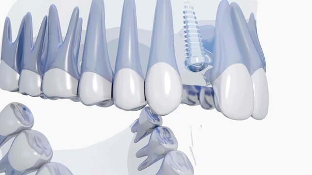 3D Animation of Dental Implant Procedure and Tooth Restoration