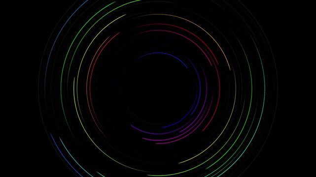 Multicolored concentric arcs on black