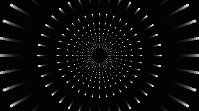 White dots radiating from center on black