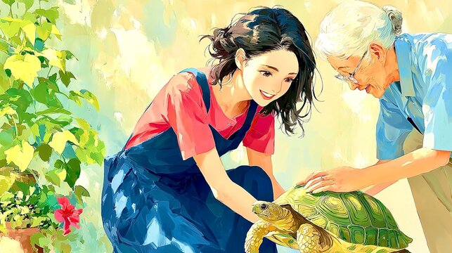 亀とふれあう笑顔の時間 ― 介護に寄り添うアニマルセラピー