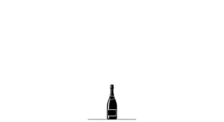 A single dark glass wine bottle standing upright against a clean white background. © bi