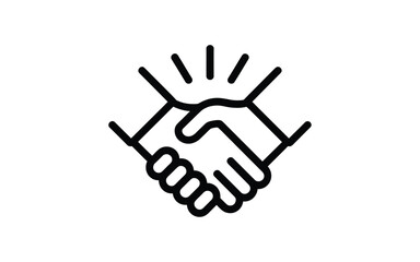Obraz premium Handshake Icon Linear Style With Radial Lines On White Background