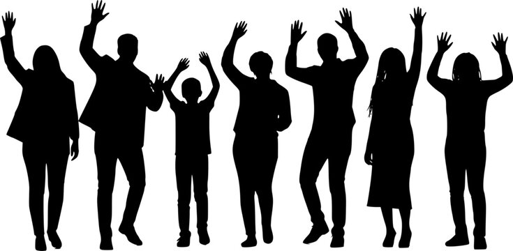 silhouettes waving with hands
