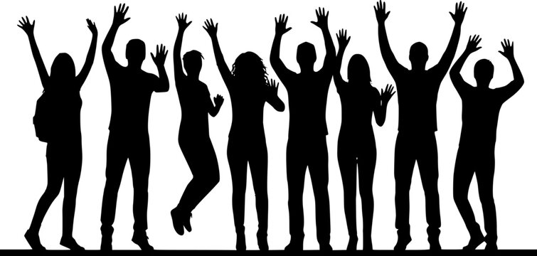 silhouettes waving with hands
