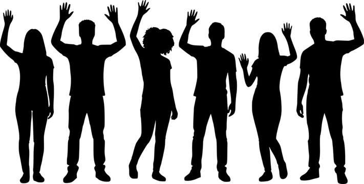 silhouettes waving with hands
