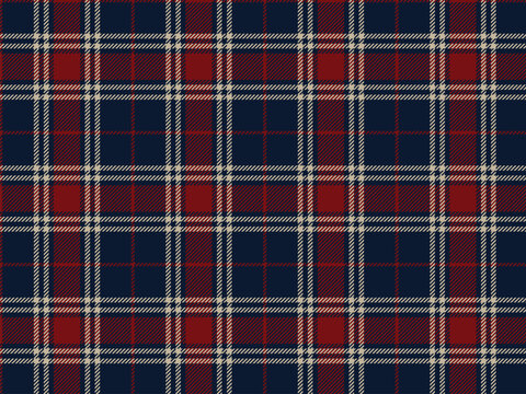 Royal Scottish plaid seamless pattern background in navy red and beige suitable for fall decor