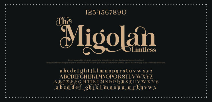 Elegant luxury alphabet font logo. Typography modern classic lettering serif italic fonts decorative wedding vintage retro logos. vector illustration