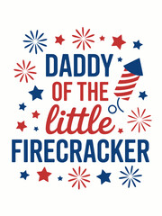 Fototapeta premium A playful design celebrating a father's role as a parent to a lively child. Red and blue fireworks enhance the joyful theme.