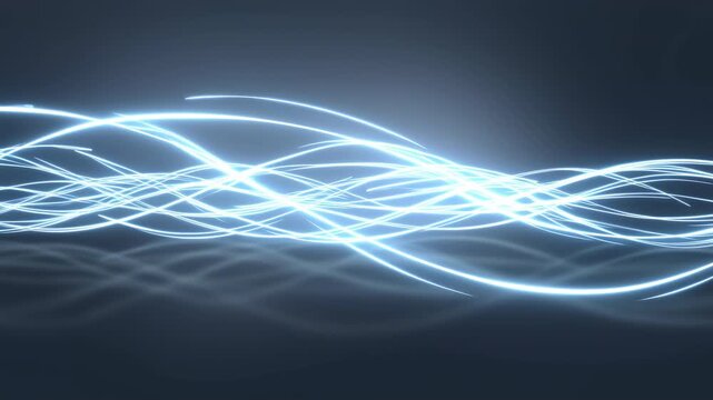 Abstract blue glowing light waves motion graphic background