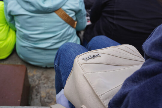 BEAUVAL, FRANCE - MAY 13, 2026: Detail of a Desigual brand handbag at ZooParc de Beauval.