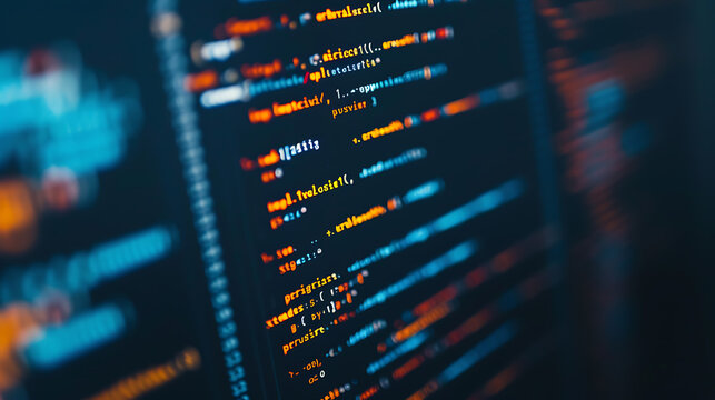 ダークモードのコードエディターでプログラムの行が表示されたモダンなインターフェース