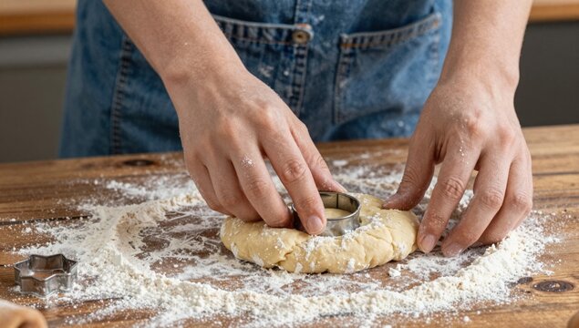 woman kneading dough