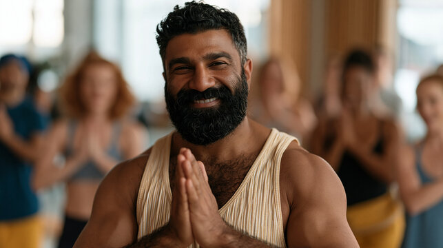 Bhangra dance instructor teaching choreography inside mainstream fitness studio surrounded by suburban adults in workout attire, traditional dhol drum rhythm guiding movement, cultural pride visible