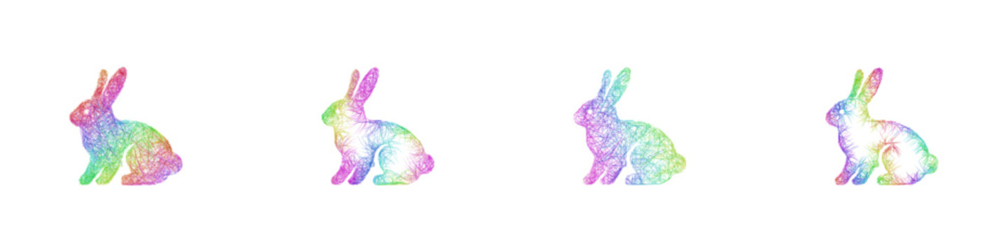 Multicolor sketch arctic hare icon design set