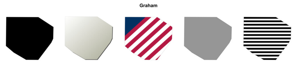 Fototapeta premium Graham (Georgia) blank outline map set