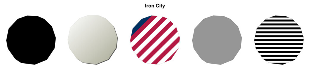 Fototapeta premium Iron City (Georgia) blank outline map set