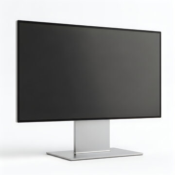 Modern flat screen television on a metal stand in living room