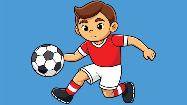 Minimal Soccer Player Kicking Football Flat Vector Illustration