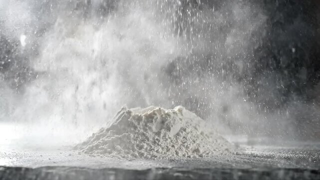 Explosion of White Powder in Slow Motion Captures Dynamic Energy.
