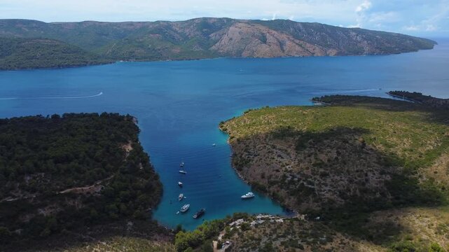 Aerial view of zavala cove on hvar island croatia