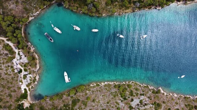 Aerial view of zavala cove on hvar island, croatia