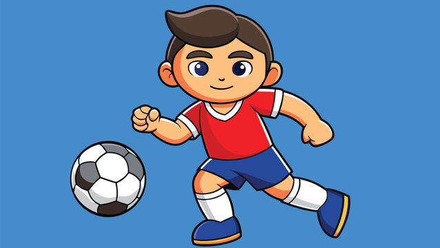 Minimal Soccer Player Kicking Football Flat Vector Illustration