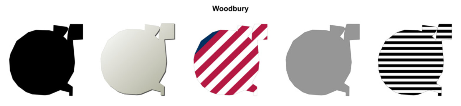 Woodbury (Georgia) blank outline map set