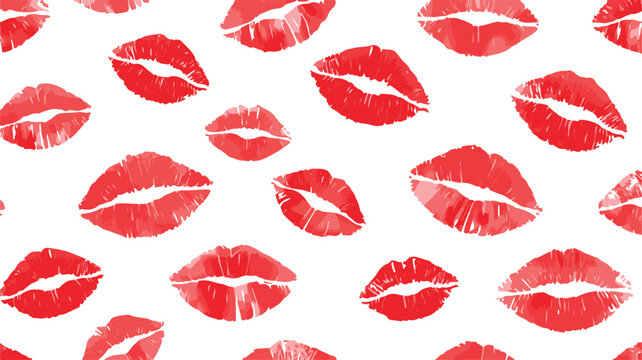  Red lipstick kiss print pattern
