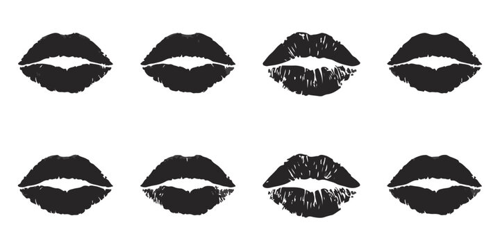 Black lip print pattern set