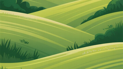 Green rolling farmland with terraced hills under clear sky Vector © MD DIP