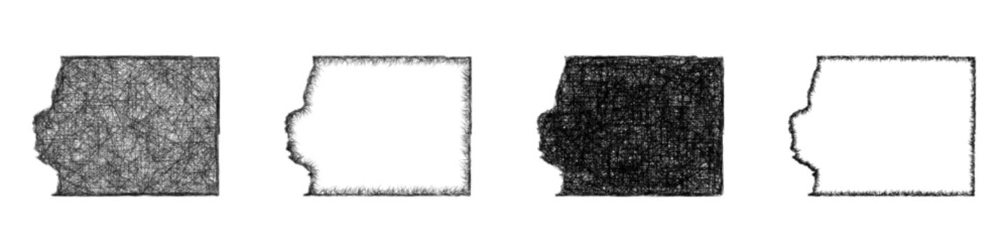 Monochrome sketch Whiteside County (Illinois) outline map design set