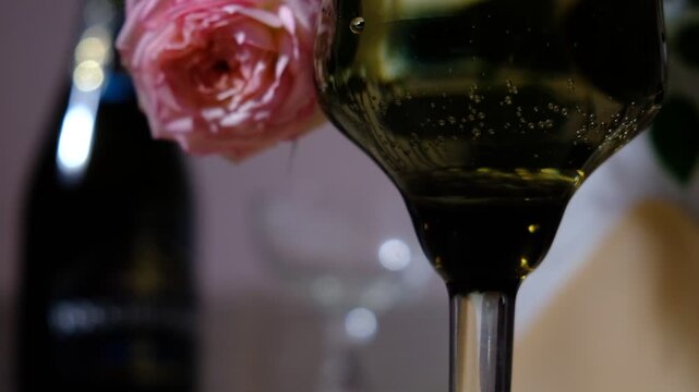 Flute of champagne, prosecco. Bubbles surge upward from the depths,  Each bubble catching the light like tiny, fleeting jewels. Rising, shining, popping &mdash; pure celebration in a glass. Happy Holidays!