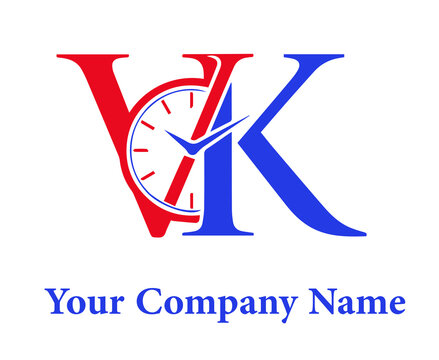 Initial VK letter wristwatches Logo Design vector Template. Abstract Letter VK wristwatches logo Design