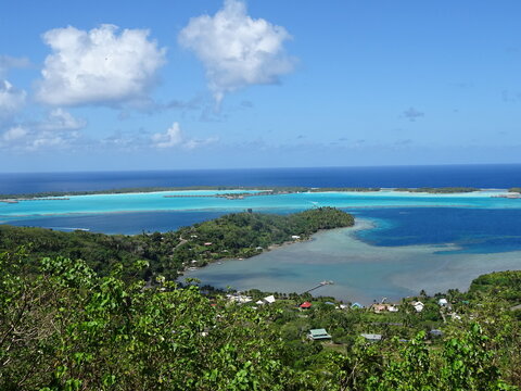 View of Bora Bora Lagoon from the Slopes of Mt Otemanu, French Polynesia