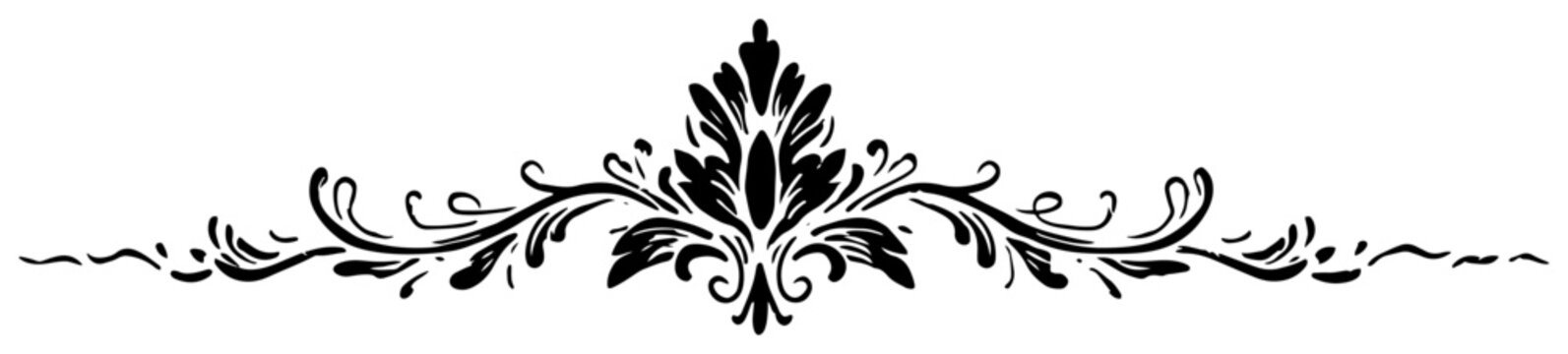 Elegant Floral Ornament and Decorative Divider Illustration - Classic Baroque Style Flourish for Wedding Invitations and Luxury Branding