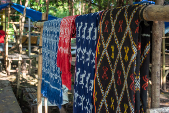 traditional Sumba woven cloth with various motifs