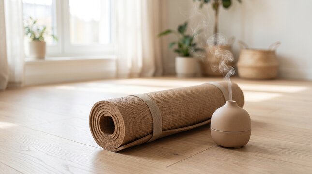 Yoga mat and aroma diffuser