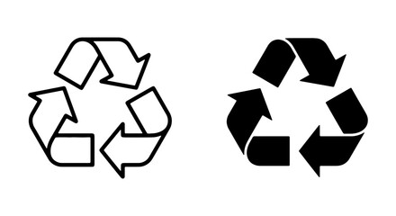 Recycle symbol icon set, black and white vector illustration of the universal recycling sign © PURE VECTOR WORK