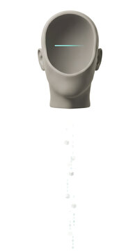 Digital head with data stream. Technology interface concept.