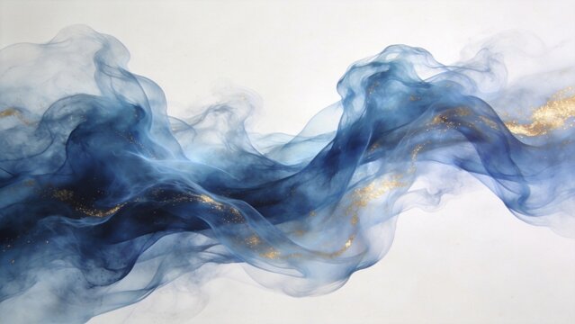 Abstract blue and gold smoke pattern