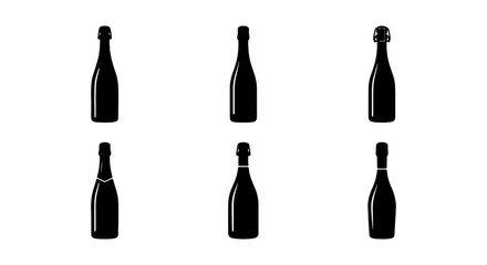 Set of champagne bottle silhouettes © PURE VECTOR WORK