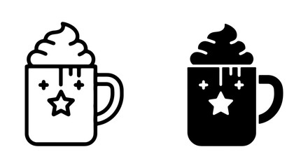 Obraz premium Set of two icons of a mug with whipped cream and a star design