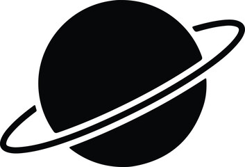 Silhouette vector of a planet with rings in space design © AbuSadat