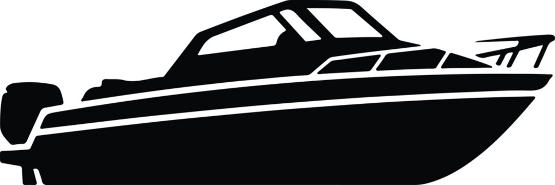 Silhouette vector of a modern motor boat for nautical travel design