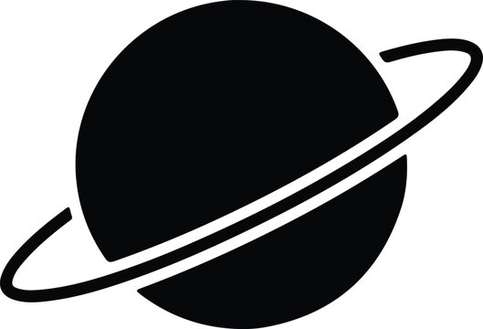 Silhouette vector of a planet with rings in space design