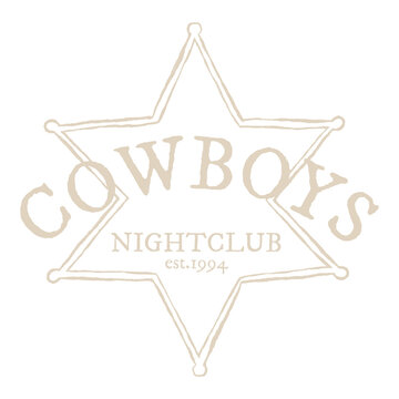 Png vintage sheriff badge logo hand drawn illustration in wild west theme, cowboys nightclub