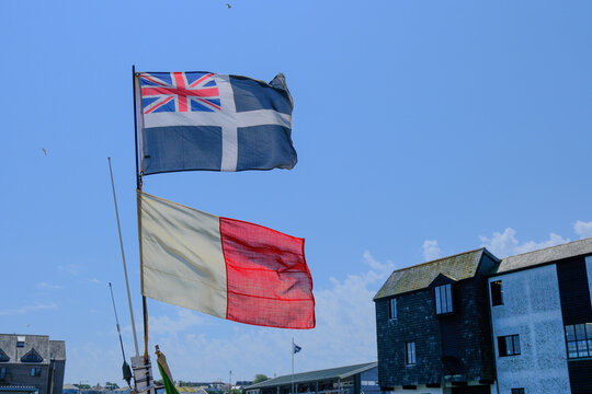 The flags flying on a Cornish Fishing boat