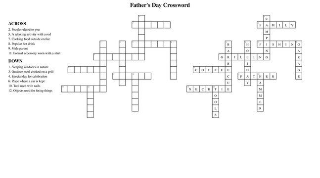 Father's day crossword puzzle template for family activities