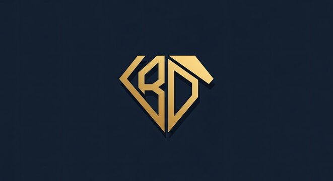 Golden diamond shape monogram logo on dark background.